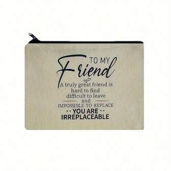 1pc Best Friend For Women Friendship Gifts Birthday Gifts, Linen Cosmetic Bag, Gifts For Best Friend, Makeup Bag For Women Birthday Gifts,Boho Vibes,For Holiday Beach, Bathroom Collection, Bedroom Collection, Large Capacity