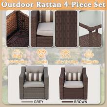 Outdoor Patio Furniture Set, 9/6/3/2 Piece Rattan Patio Furniture Set Lounge Chairs With Ottomans, Coffee Table, Plush Cushions Grey - Xám - Xem 3