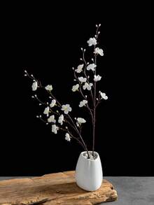 1/80PCS Artificial Silk Plum Blossom Flower Branches No Stem Real Touch For Home Table Wedding Bouquet Beach Theme Party Decoration Without Vase, Fake Plants, Home, Dining Room, Living Room, Outdoor Garden Decoration,Mother's Day Gifts, Birthday Gifts, Graduation Season Gifts,Wedding Season - White - View 10