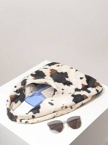 女士手提包，奶牛纹，单肩包，复古风，毛绒钱包，女士工作包，女士礼物，优雅，适合日常使用、购物、通勤、外出，多功能（图案随机） - 彩色 - 查看 6