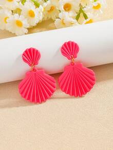 White Exaggerated Shell Design Pendant Earrings, Elegant Ocean Style Resin Jewelry, Fashion Festival Earrings