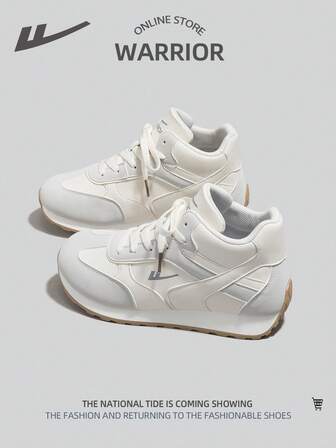 WARRIOR 1 Pair Women's High-Top Sporty Sneakers, Color Block Leather Upper, Casual Wear