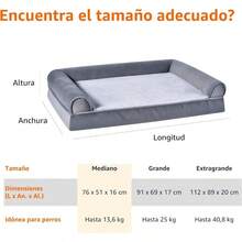 Basics Cama Tipo Sofá para Salón para Perros de hasta 13.61kg con Espuma de Alta Calidad Soporte para Aliviar la Presión Funda Lavable a Máquina Mediano 76.2 x 50.8cm Gris - Gris - Ver 6