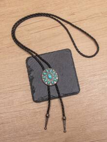 1pc Western Style Turquoise Bolo Tie, Unique Casual Long Necklace Accessory - Multicolor - View 19