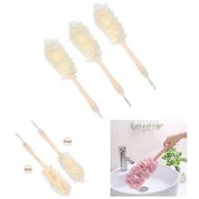 Cepillo de esponja de malla de nailon suave para ducha, esponja de esponja de malla de nailon suave para ducha, luffa en un palo para hombres y mujeres, exfoliante para limpieza de fregado para ancianos paquete de 3, blanco - Paquete de 3, Color Blanco - Ver 1