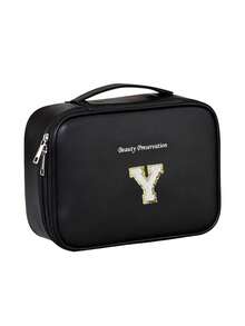 Large Capacity Travel Makeup Bag, Waterproof Leather Organizer Bag, Lettered (A-Z), Multi-Functional Cosmetic Organizer Bag, Zippered Toiletry Bag, Suitable For Makeup Brushes, Lipsticks, Foundation, Serums, Essential Oils, Eyeshadow Palettes, Etc. Ideal For Autumn And Bedroom Decoration. - Multicolor - View 35