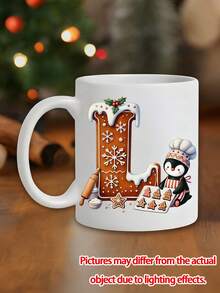 1/2/4pcs Personalized Custom Text Gingerbread Initial Mug | Custom Mug For Friend Holiday Surprise Gift, Long-Distance Friendship Christmas Keepsake, Daily Office Coffee/Tea Cup, Friend Gifting Accent - Multicolor - View 11