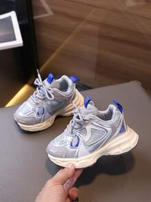 1 par de zapatillas deportivas casuales con suela blanda y transpirable, antideslizante, para niños, zapatos deportivos para correr - Gris - Ver 3