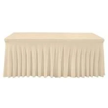1pc/2pcs Rectangular Pleated Spandex Tablecloth, White/Black/Champagne, Wrinkle-Resistant & Washable, Solid Color Patio Table Cover For Wedding, Party, Christmas, Birthday