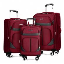 Softside Luggage Set,Expandable Luggage For Extra Capacity,Large Capacity Family Suitcase,Lightweight Waterpoof Resistant Polyester,20inch+28inch,20inch+24inch+28inch - BURGUND/GREY - 查看 1
