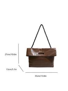 2025新款韩版时尚大容量女士手提包，简约托特包配肩带，高品质冬季包包 - 棕色 - 查看 8