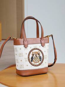 2025 Herbst/Winter Neue Retro Farbblock Korbtasche, modische luxuriöse vielseitige Schulter Umhängetasche mit Kette, exquisite Eule Stickerei Eimer Tasche - Verschiedenfarbig - Übersicht 9