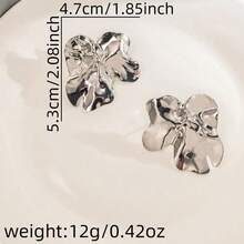 Big Gold Statement Earrings For Women , Chunky Unique Leaf Dangle Earrings, Fashion Gold Large Flower Earrings Jewelry - Gold - View 2