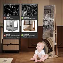 Vlsrka Armario Joyero Giratorio 360°, Espejo de Cuerpo Entero con Almacenaje de Joyas, Organizador de Joyas de Pie con Espejo, Giratorio, Gran Capacidad(Marrón) - Marrón Claro - Ver 10