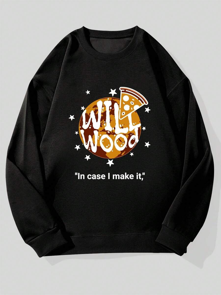 Sudadera Oversize para Hombre WILL WOOD - Blanca con Letras Negras y Diseño de Textura en Madera, Cuello Redondo Casual, Suéter Holgado Ideal Para Atuendos Informales, Lavable a Máquina (Perfecta para Fans del Rock & Merchandising De WILL WOOD) - Oscuro - Ver 1