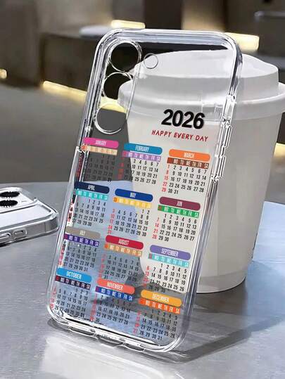 Colorful Calendar Painting Transparent Protective Phone Case, Compatible With IPhone 17/17 Pro/17 Pro Max, 16/11/16 Pro/16 Plus/16 Pro Max/16e, 15 Pro Max, 13/14/12/XS/XR/7G/8P, Galaxy S25/S25 Plus/S25 Ultra, A16/A36/A26/A56/A50/A12/A32, Anti-Drop Phone Cover