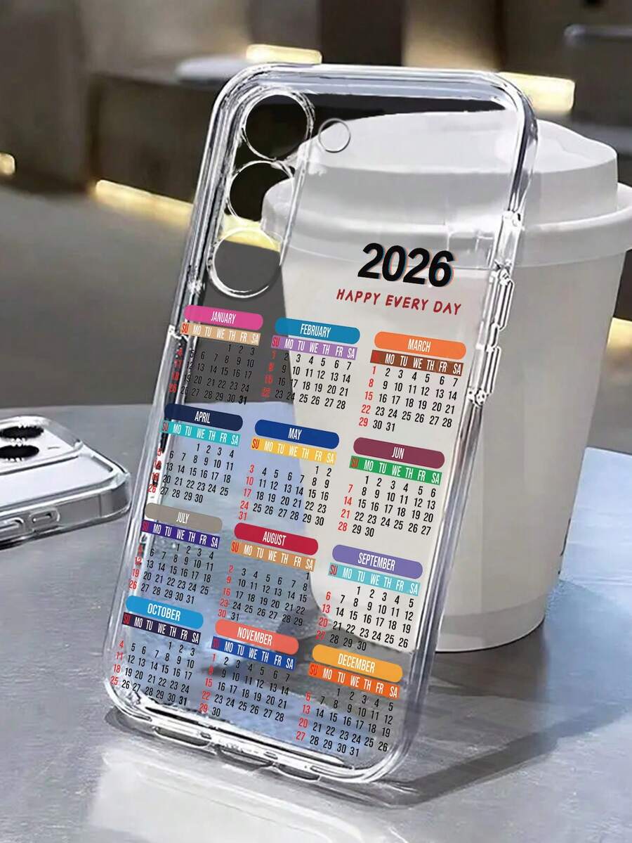 Colorful Calendar Painting Transparent Protective Phone Case, Compatible With IPhone 17/17 Pro/17 Pro Max, 16/11/16 Pro/16 Plus/16 Pro Max/16e, 15 Pro Max, 13/14/12/XS/XR/7G/8P, Galaxy S25/S25 Plus/S25 Ultra, A16/A36/A26/A56/A50/A12/A32, Anti-Drop Phone Cover - Multicolor - View 1