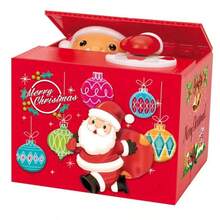 Creative Novelty Funny Santa Claus Stealing Money Cat Coin Bank, Sound Effect Eating Money Panda, Creative Piggy Bank, Christmas & Holiday Gift - Multicolor - View 10