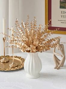 5/10/30/70Pcs Gold Eucalyptus Stems Artificial Plants Faux Eucalyptus Branches Faux Eucalyptus Stem For Wedding Bouquet Boho Home Floral Arrangement Farmhouse Decor, Valentine Day, Gift Gifts Birthday Graduation - Gold - View 2