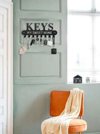 1pc Grey-Black Key / Dog Leash Holder For Wall, Nail-Free Strong Adhesive Hooks, Multi-Functional Wall Mounted Key & Coat Rack Organizer, Minimalist Key Hooks For Home Entryway, Hallway, Office