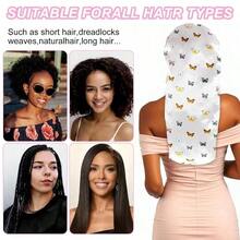 2pcs Satin Butterfly Print Long Sleep Cap, Luxury Satin Silk Sleep Cap With Adjustable Drawstring, Comfortable Fit, Christmas Gift Hair Sleep Cap - Multicolor - View 7