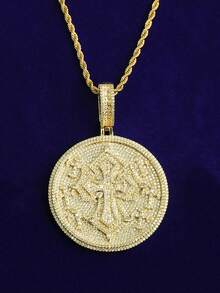 DUBSS 1 Piece Iced Out Multi Cross Disc Necklace Pendant For Men 5A Cubic Zirconia Gold Plated Hip Hop Jewelry - Cross - View 14