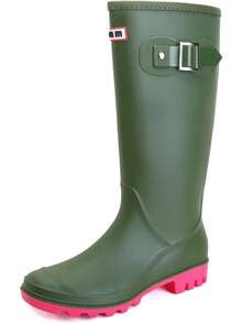Rain Boots For Women, Waterproof Knee-High Rubber Boots, Lightweight Garden Boots Keep Warm Work Tall Fishing Boots For OutdoorChristmas - Green - View 4