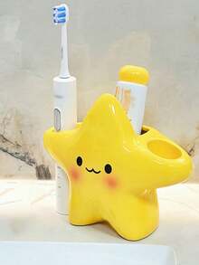 1 Stück Badezimmer Zahnpasta & Zahnbürstenhalter, multifunktionale Badezimmerdekoration, Makeup Pinselhalter, geeignet für Badezimmer, Küche, Schlafzimmer, Büro