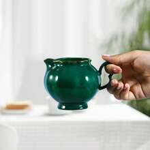 MBB 1 szt. 8-uncjowy ceramiczny mały dzbanek do śmietanki z uchwytem - mały dzbanek do mleka z cienkiej porcelany - ceramiczny pojemnik na śmietankę do kawy, mleka, sosów, sałatki, do mikrofalówki i zamrażarki, biały z perłowym szkliwem lub biały ze złotym rantem kubek do śmietanki do domu i kuchni