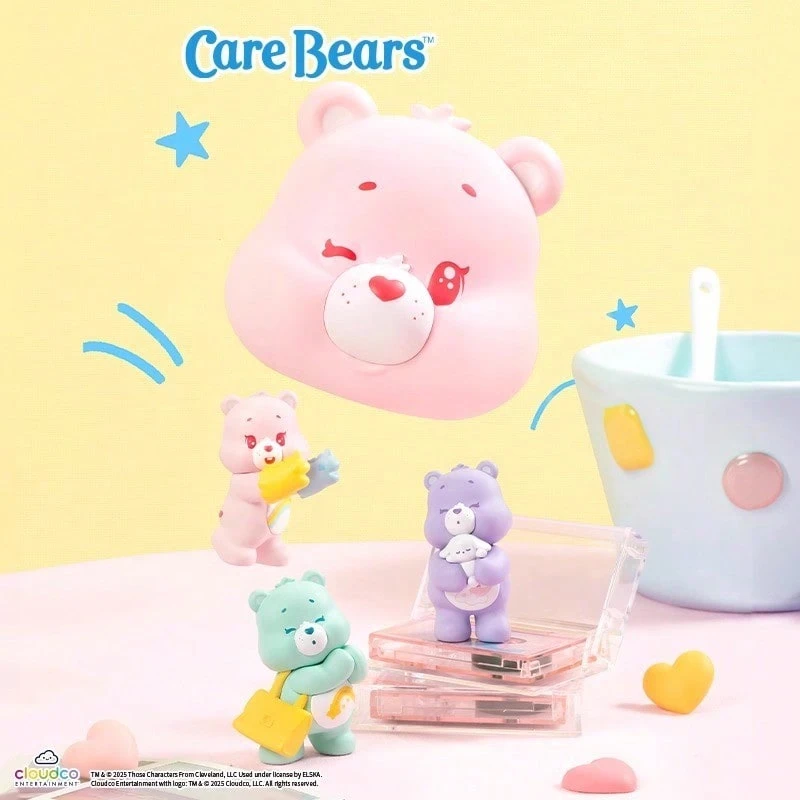 (Random 1PC)Care Bears Glowing Daily Life Series Blind Box - Kawaii Bear Head Figurine, Glow-In-The-Dark Collectible Trinket, Cute Cheer Bear/Funshine Bear Character Ornament, Soft PVC Acrylic Decor, Ideal Gift For Teens Adults Care Bears Fans, Desktop Home Decoration Accessory