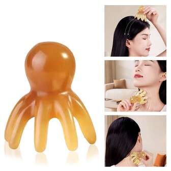 1PC Scalp Meridian Brush, Octopus Massage Comb, Portable Wide Tooth Scraping Comb, Meridian Head Massager, Facial Corner And Nose Scraper, Scalp Acupoint Head Treatment Comb, Health Resin Four In One, Octopus Fish, Stress Relief, Scalp Massage