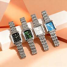 JEWELRYWE Elegant And Simple Women's Watch, Small Luxury Analog Quartz Watch, Removable Alloy Strap, Adjustable Band Size, Rectangular Square Dial, Suitable For Casual Business Wear, Birthday Christmas Gift, With Watch Strap Removal Tool
