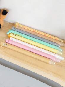 4 Packs Erasable Pen Cute Animal Press Neutral Pen Cartoon Elementary School Student Thermal Eraser Crystal Blue