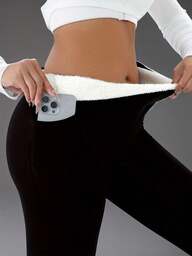 Leggings thermiques taille haute pour femmes - Élastiques épais, chauds et confortables, convenant pour l'hiver, avec taille élastique et poches, décontractés et confortables | Pantalon d'hiver | Pantalon de couche de base chaud