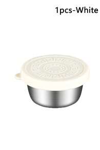 Meoky 6-pcs Stainless Steel Condiment Cups with Leakproof Silicone Lids, Small Sauce Containers for Lunch Box, Salad Dressing, Travel, Picnics and Kitchen Storage, Dishwasher Safe - 白色-1個裝 - 查看 12