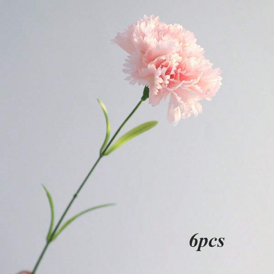 6pcs Fresh And Elegant Simulated Carnation Table Vase Decorative Bouquet, Suitable For Mother's Day, Birthday, Grandparents' Day Or Daily Home Decoration - Hồng - Xem 1