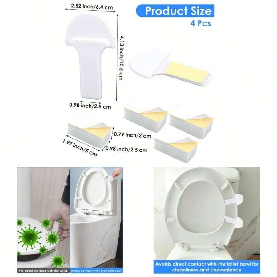 - Elevador de 4 piezas para asiento de inodoro, para evitar tocar, accesorios de bao para el hogar, oficina, hotel, fcil de usar - blanco - Ver 1