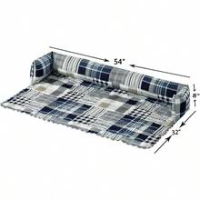 Brilliant Sunshine Sofá cama para mascotas con diseño de cuadros azules y rayas acolchado antideslizante lavable protector de sofá con cojines extraíbles funda de muebles para mascotas perros XL azul - Sofá cama extragrande para mascotas - Ver 3