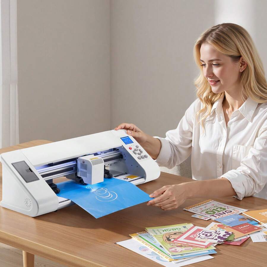 Cutting Machine, Automatic Edge Detection Vinyl Cutter Machine With Design Software And Materials, Compatible With Multiple File Formats, For Creating Customized DIY Crafts, Cards, Stickers - View 1