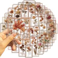 Bộ 50 miếng dán trong suốt - Hoa, Cổ điển, Thẩm mỹ, Thực vật, Nhãn dán vinyl chống thấm nước cho Laptop, Notebook, Bình nước, Ván trượt, Đồ dùng làm sổ lưu niệm, Nhãn dán vui nhộn, Nhãn dán Laptop, Nhãn dán Điện thoại Kindle - G - Xem 4