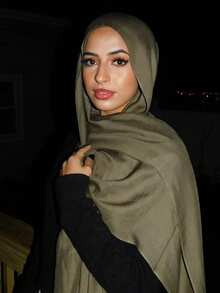 1 st. enfärgad arabisk hijab-halsduk i bomull, lämplig för moskébruk - Armé Grön - Visa 2