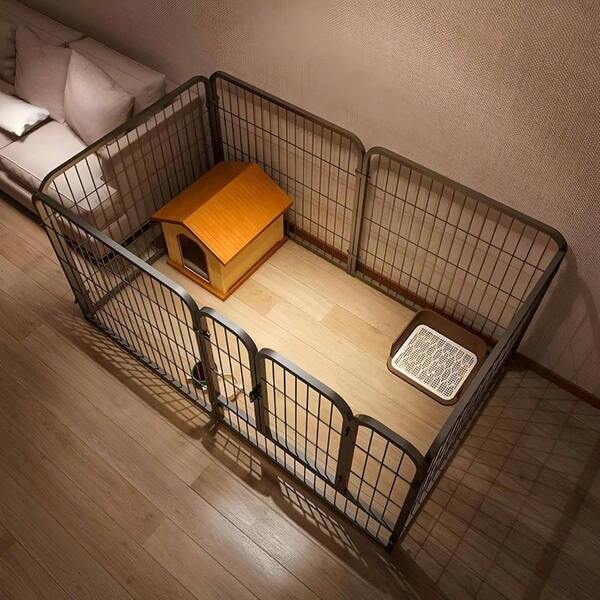 Metal Dog Playpen, 6 - Panel 24 Inch Pet Playpen With Door, With Door Anti - Rust Exercise Fence, Indoor/Outdoor Dog Pen Small And Medium Dogs, Foldable Black