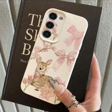 1pc TPU Material Elegant Sweet Fresh Deer Bow Lily Floral Pattern Fashionable Phone Case Compatible With Samsung A05s, A12, A13, A14, A14 4G, A15, A21s, A23, A25, A32, A32 5G, A34, A35, A50s, A51, A52, A52, A53, A54, A55, A71, A72, A73, S10, S20 FE, S20 Ultra, S21 Ultra, S22, S22 Plus, S23, S24, Redmi 10C, 12C, Note 10, 11, 12, 13, Pro Plus, Note 8, 9 Pro, Full Protective Soft Phone Cover - White - View 1