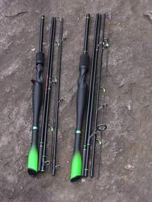 SOUGAYILANG 1支1.8米5节碳纤维路亚竿，纺车轮/抛竿两用，最大拖拽力6-18磅，高灵敏度，带顶环，便携式，适用于鲤鱼、鲫鱼、草鱼、鲶鱼等鱼类。 - 綠色 - 查看 9