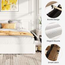 SHA CERLIN Full/Queen/King Boucle Bed Frame With 4 Spacious Drawers, Platform Bed With Soft Teddy Fabric Upholstery, Sturdy Wooden Slats Support, No Box Spring Needed, Noise Free, Easy Assembly, White - 白色 - 查看 6