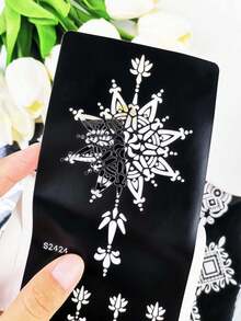 4 Sheets, Hand Flower Tattoo Hollow Template Stickers, Self-Adhesive And Reusable For Body Painting - Black - View 12