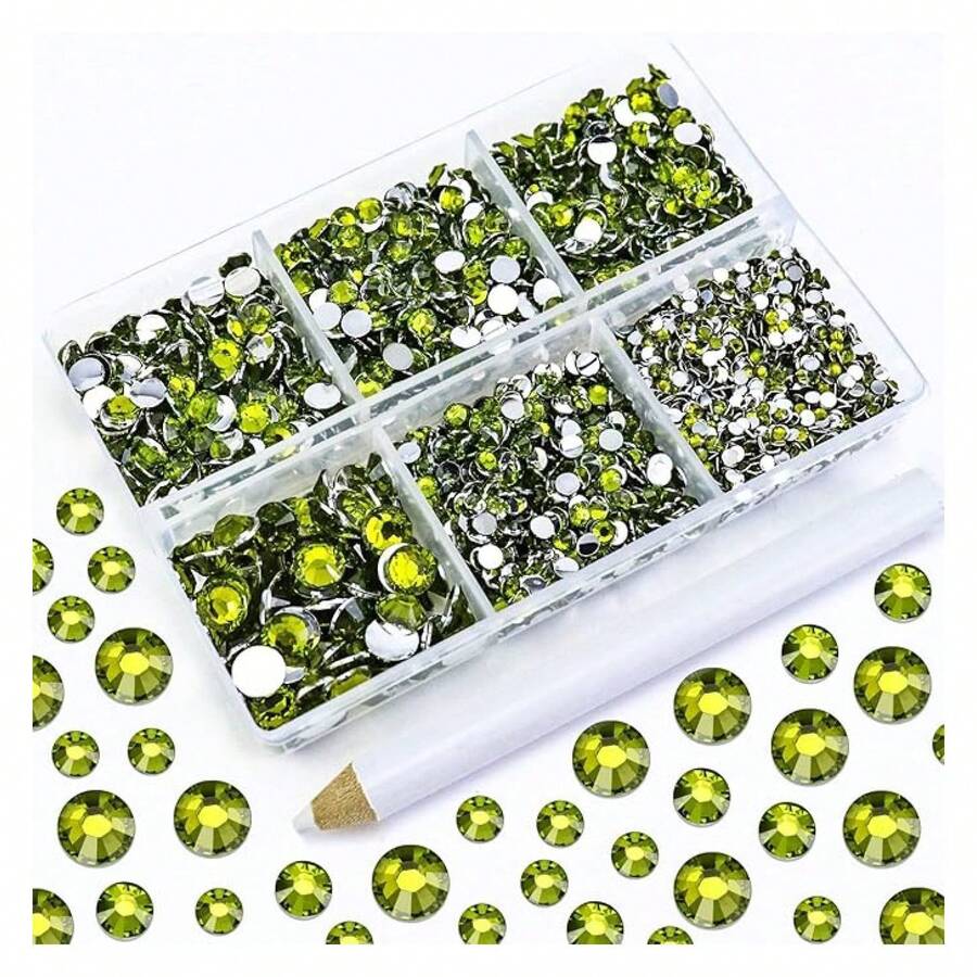4500PCS Resin Flatback Rhinestone, 2mm 3mm 4mm 5mm 6mm Olive Green Flatback Rhinestones For Tumblers, Nails Art, Mugs, Bottles, Craft Dration, Loose Bling Glitter Gem Stone - 多色141 - 查看 1