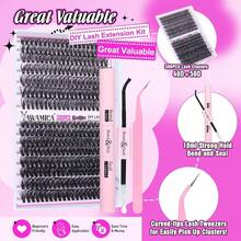 Individual Lashes 320pcs Lash Clusters 40D 9 - 16mm Mix Lash Extension D Curly Eyelash Clusters Eyelash Extension Wispy Cluster Lashes Self Application By 40D - 0.07D, 9 - 16mix - Bộ 40D+50D - Xem 3