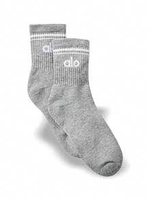 Alo Yoga Tất thể thao Unisex Thấm hút mồ hôi Thoáng khí Ấm áp Trang trí Đa năng Logo Chắc chắn Độ đàn hồi tốt Dễ giặt Nhanh khô Thể thao Ngoài trời Chạy bộ Yoga Hàng ngày Trường học Unisex Màu xám A0480U-GREY - Xám - Xem 1