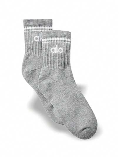 Alo Yoga Unisex Sports Socks Sweat Absorption Breathable Warmth Decoration Versatile Logo Solid Good Elasticity Easy To Wash Quick Dry Sports Outdoor Running Yoga Daily School Unisex Grey A0480U-GREY